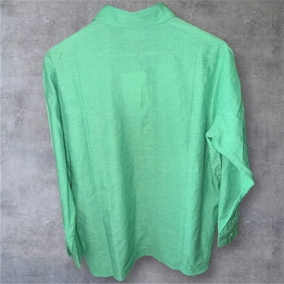 Sézane X Lucia Vergara Green Linen Embroidered Cottagecore Blouse Avant Garde - Picture 6 of 13